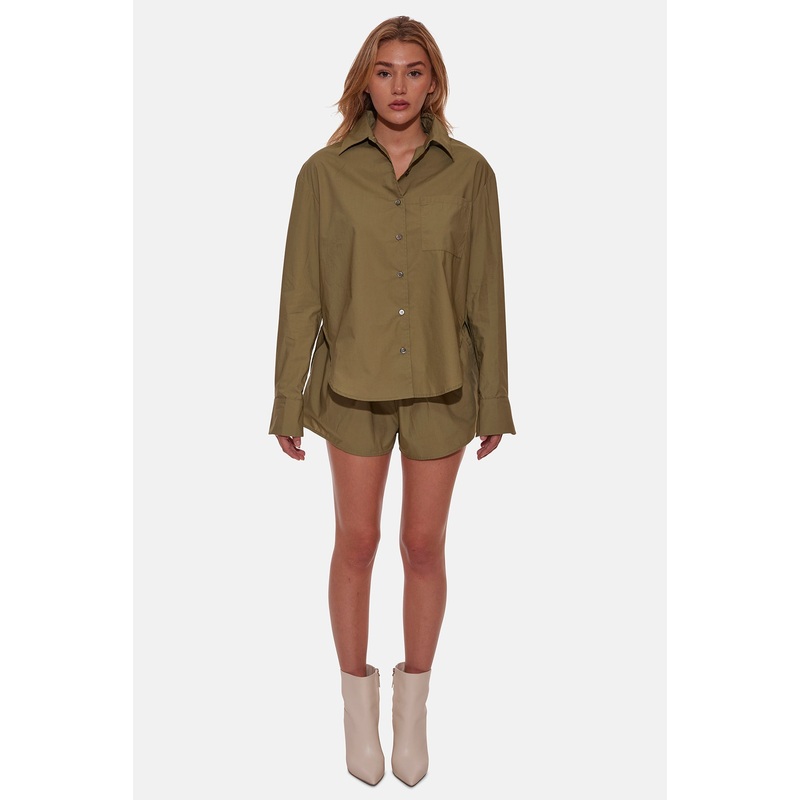 Poppy Buttondown Poplin Shirt Olive