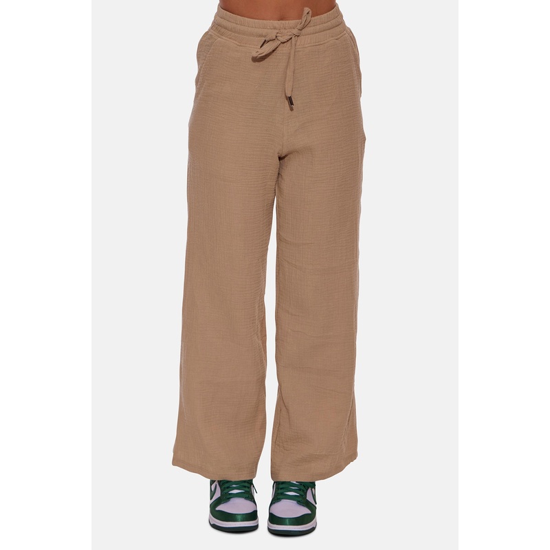 Wendy Gauze Wide Leg Pant Sand
