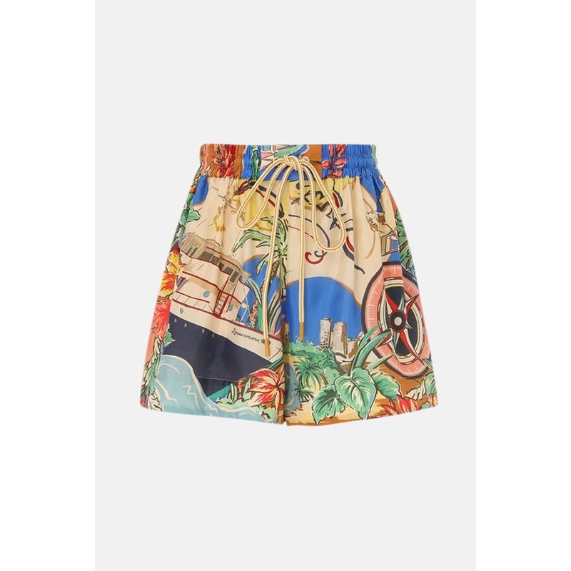 Alight Draw Waist Shorts Nautical Map