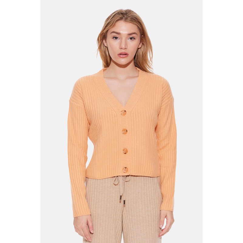 Beatrice Ribbed Cardigan Papaya