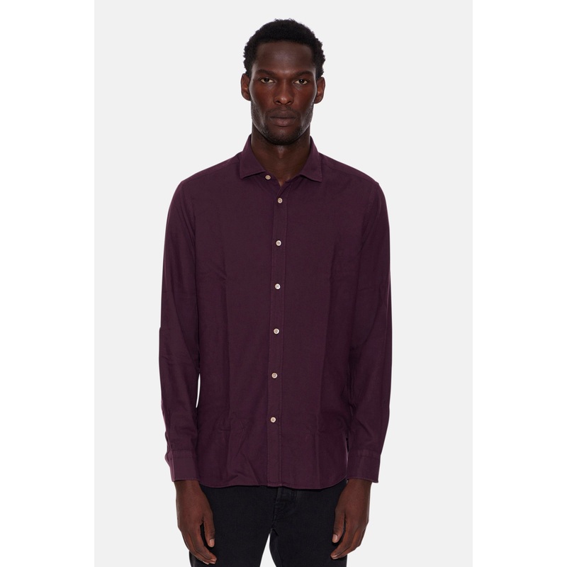 Cotton French Collar Shirt Bordeaux