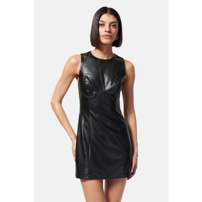 Juvia Vegan Leather Dress Black