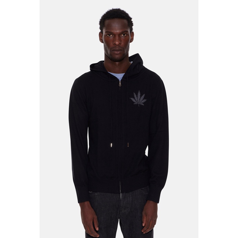 Leaf Intarsia Zip Black Lead/Lava