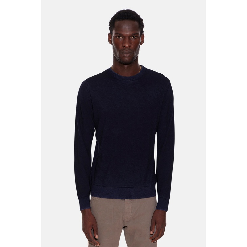 Lightweight Wool Crewneck Navy