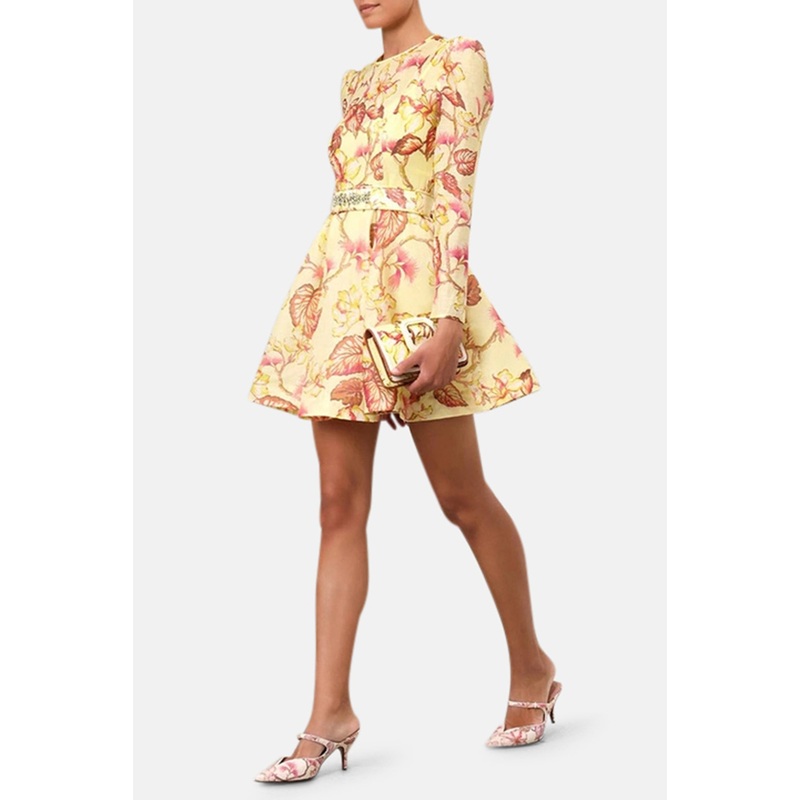 Matchmaker Flutter Mini Dress Yellow Hibiscus