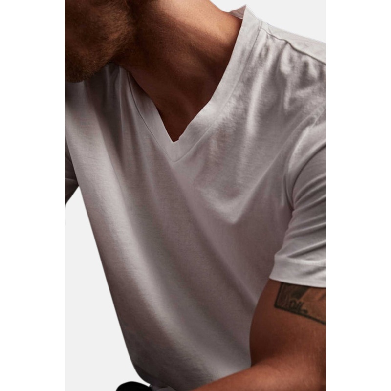Short Sleeve V Neck White|1|2|3|4|5