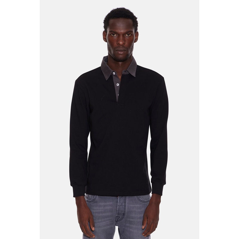 Solid Rugby Black W/ Charcoal Collar