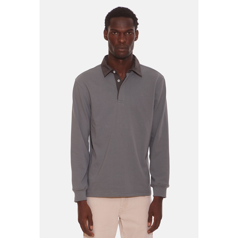 Solid Rugby Grey W/ Charcoal Collar