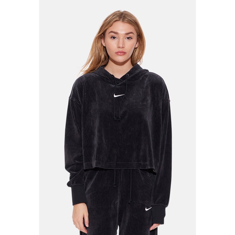 Velour Cropped Hoodie Black|XS|S|M|L