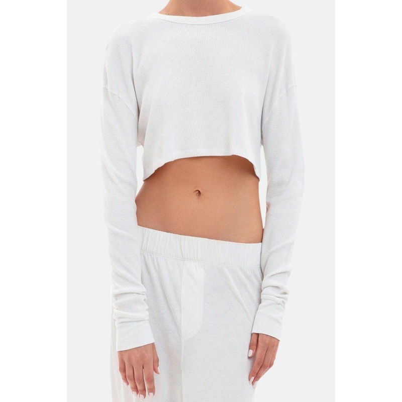 Cropped Oversized Thermal Ivory
