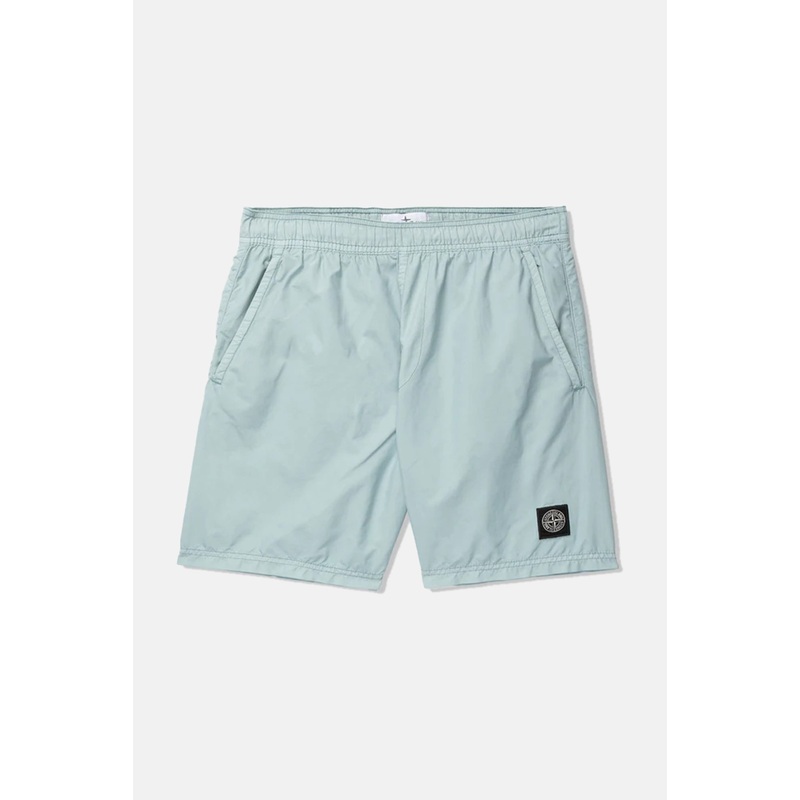 Garment Dyed Cotton Swim Shorts Sky Blue