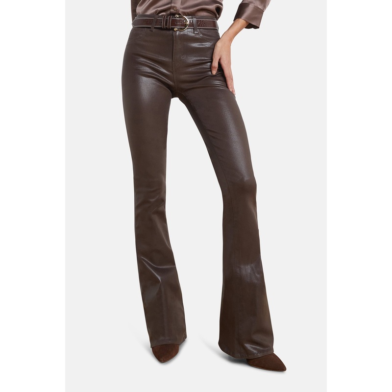 Marty High Rise Flare Pant Espresso Coated