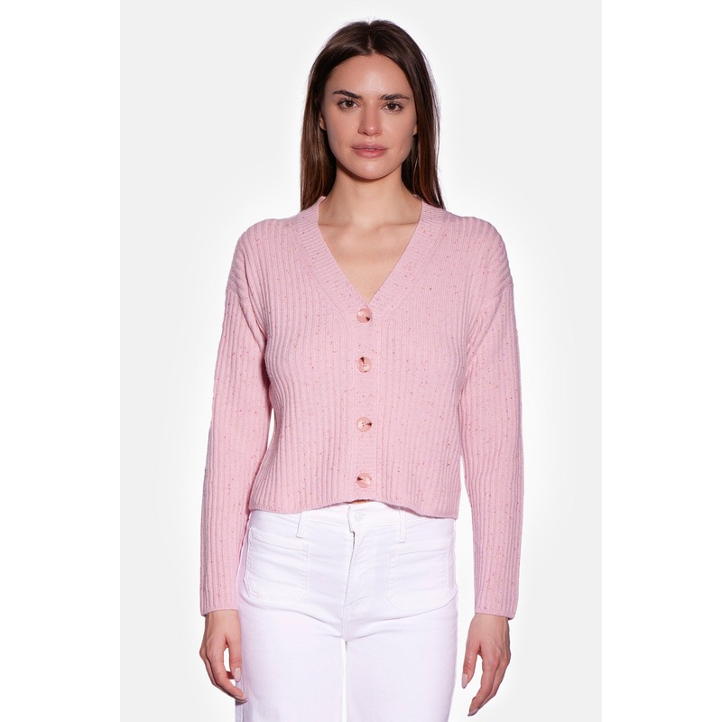 Beatrice Ribbed Cardigan Speckled Pink