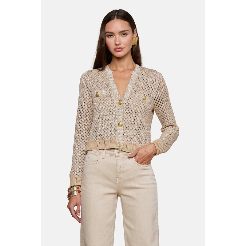 Blanca Sequin Cardigan Natural Multi/Gold