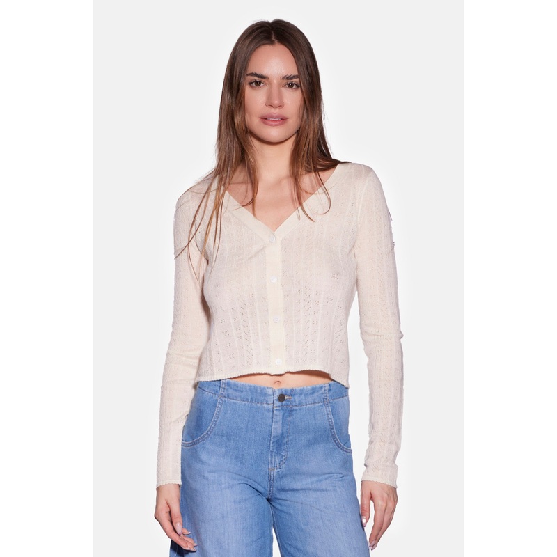 Claire Pointelle Cardigan Ivory