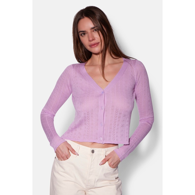 Claire Pointelle Cardigan Lilac