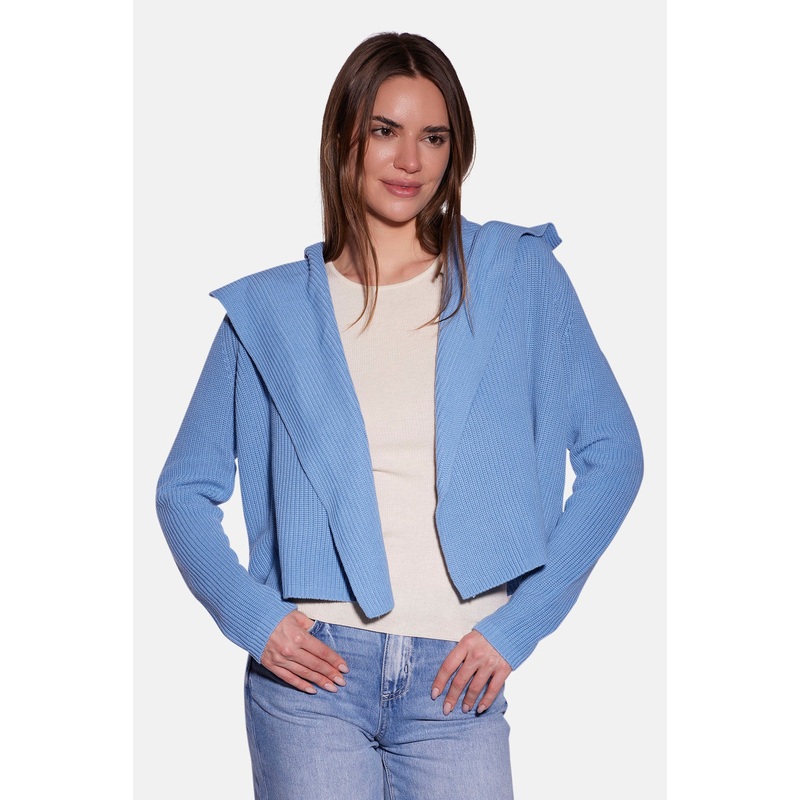 Cotton Shaker Flyaway Cardigan Cameo Blue