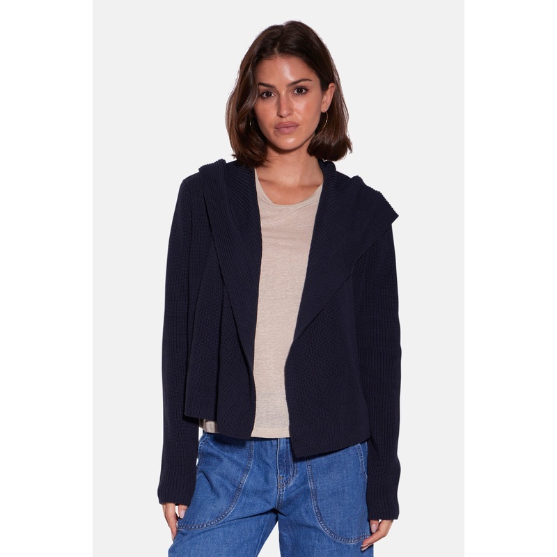 Cotton Shaker Flyaway Cardigan Navy