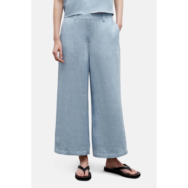 Cropped Howard in Lightweight Washed Hemp Denim Light Indigo