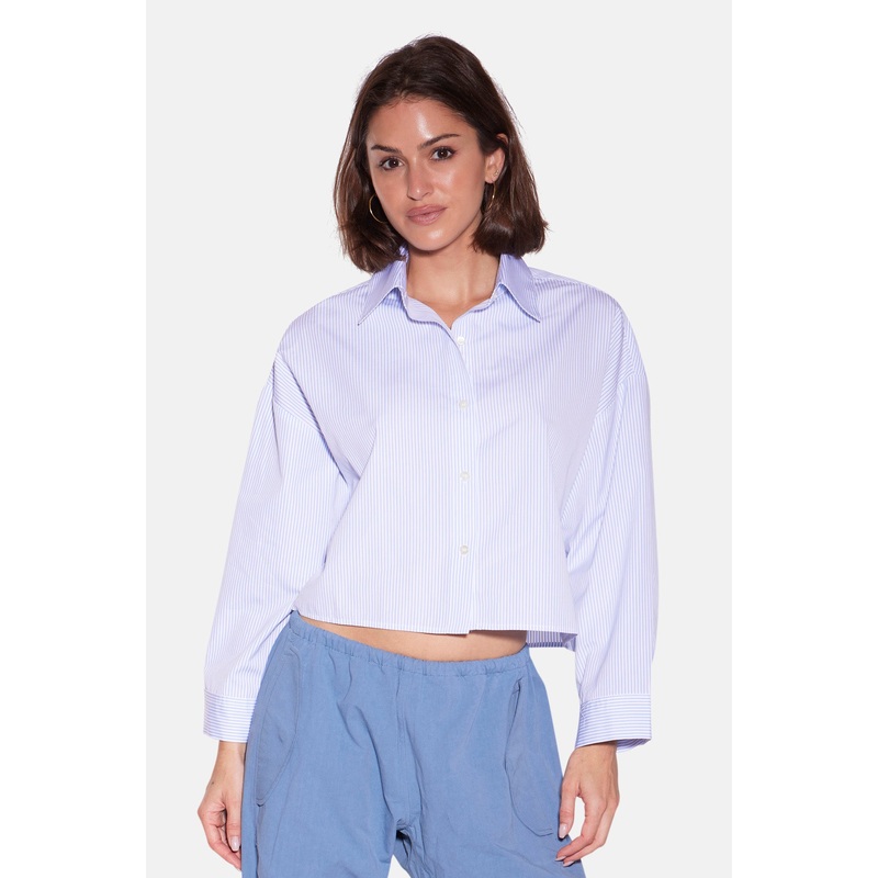Gansett Poplin Crop Shirt Blue/White Stripe