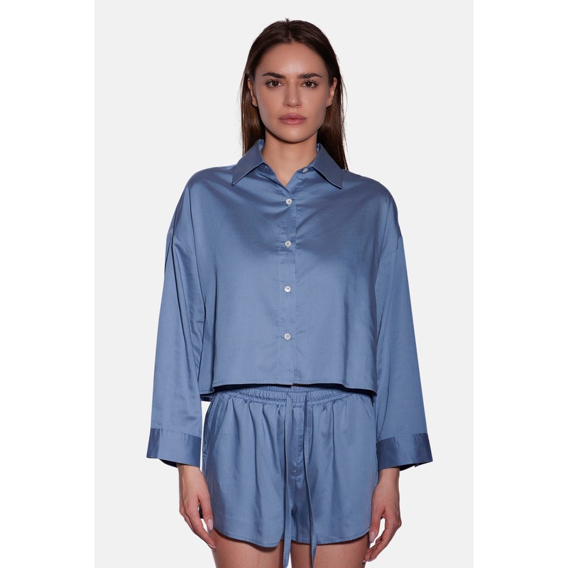 Gansett Poplin Crop Shirt Soft Blue