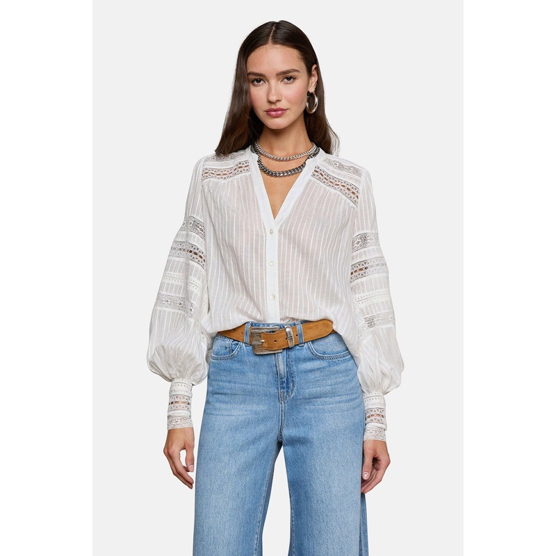 Kiera Trim Blouse Ivory|XS|S|M|L
