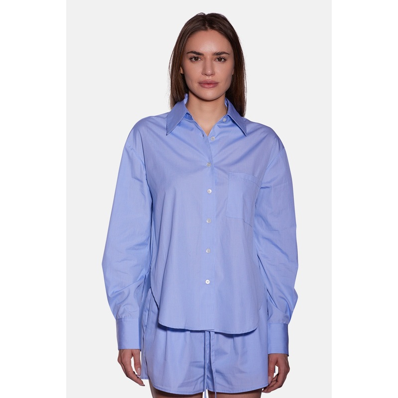 Lily Poplin Boyfriend Shirt Thin Blue Stripe