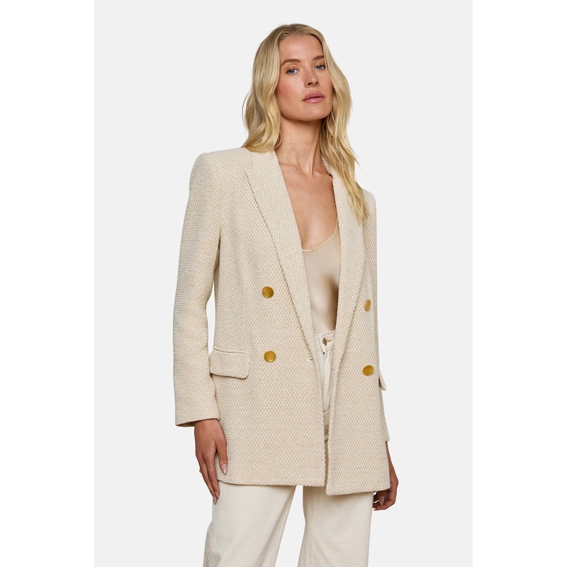 Riva Oversized Knit Blazer White/Ivory/Gold