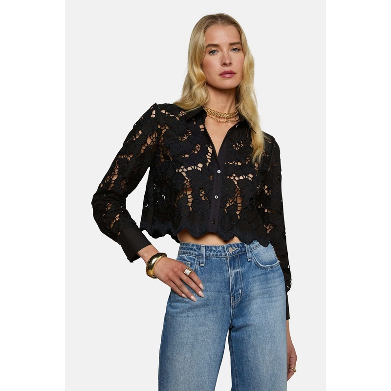 Seychelle Lace Cropped Blouse Black