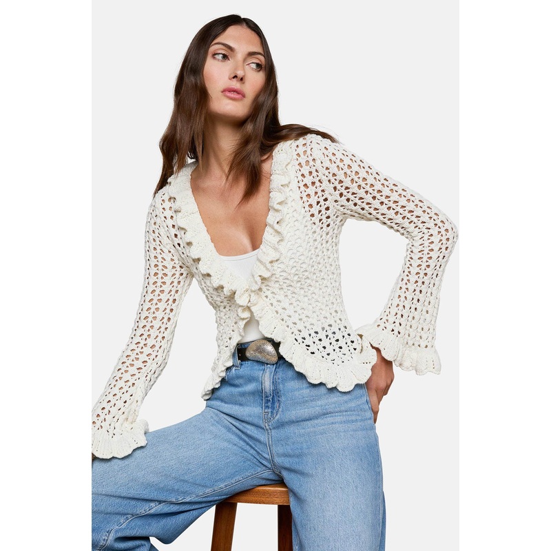 Solaris Crocheted Cardigan Ivory