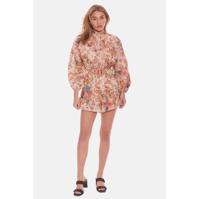 August Panelled Playsuit Cream Floral