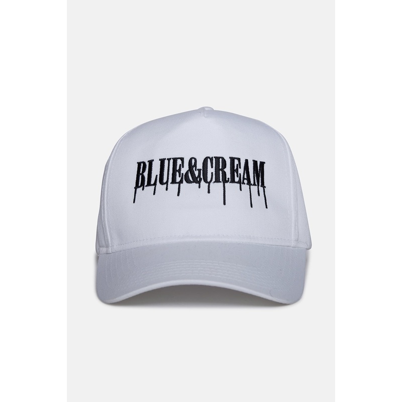 Blue&Cream Drip Baseball Cap White