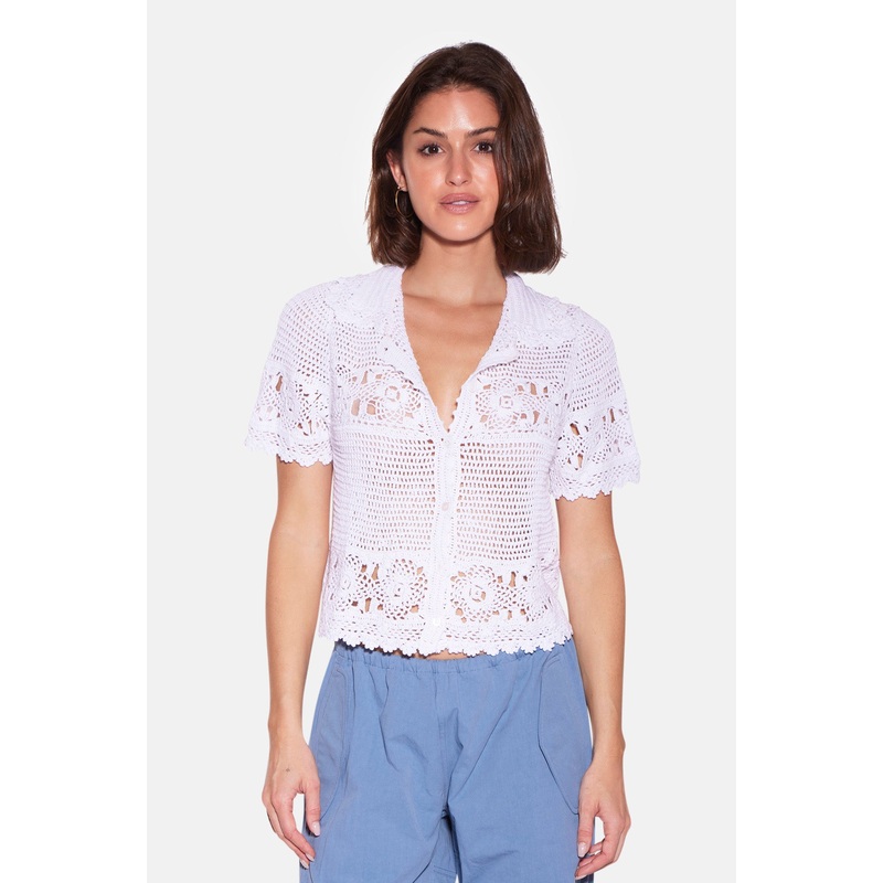 Molly Crochet Shirt White|XXS|XS|S|M