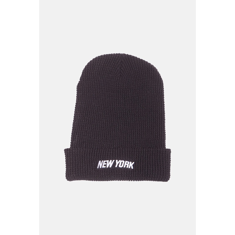 New York Waffle Beanie Black|OS