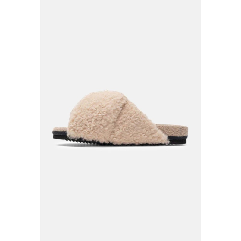 Foldy Cush Shearling Slide Nude