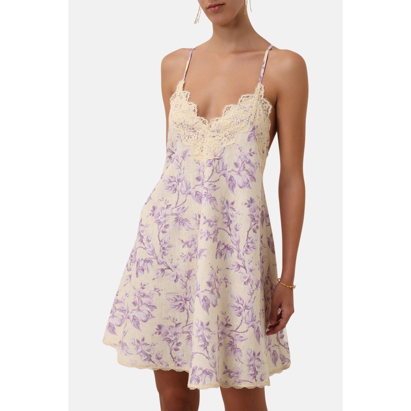 Halliday Swing Mini Dress Yellow/Lilac Floral