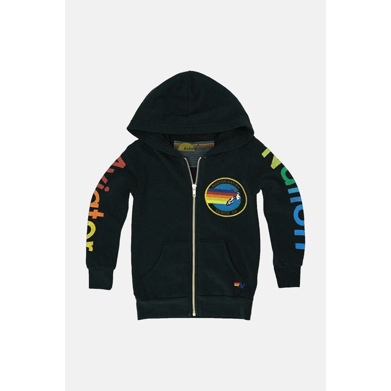 Kid’s Aviator Nation Zip Hoodie Black