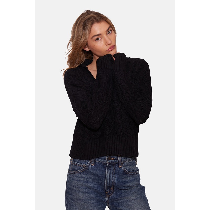 Natalie Cable Knit Sweater Coal