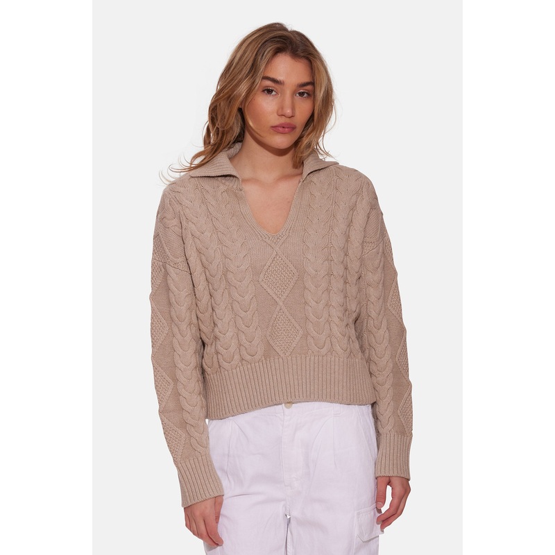 Natalie Cable Knit Sweater Latte