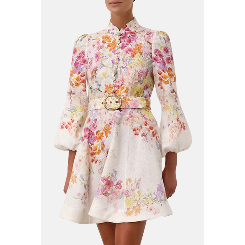 Natura Buttoned Mini Dress Kaleidoscope Garden