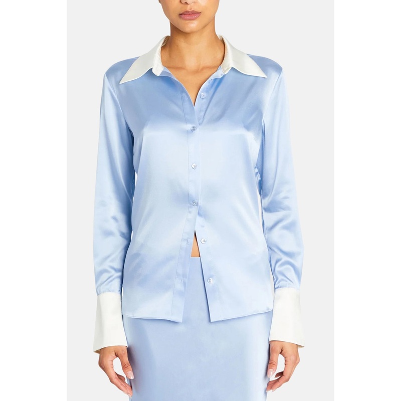 Olsen Silk Top Ice Blue|XS|S|M