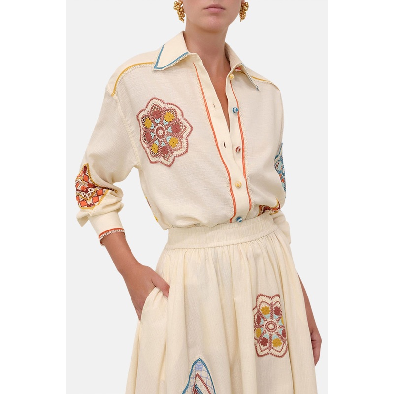 Ottie Doily Shirt Cream Multi|0|1|2