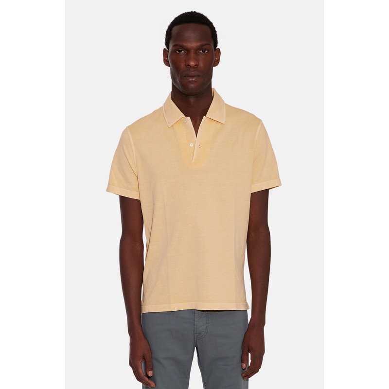 Short Sleeve Cotton Polo Yellow