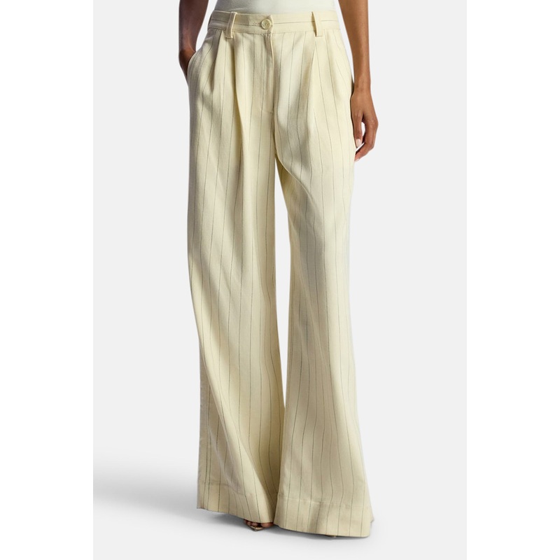 Alfie Wide Leg Pinstripe Pant Cream/Black Stripe