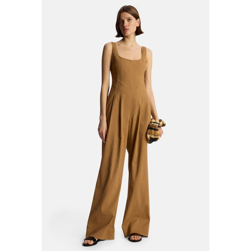 Isabel Stretch Linen Jumpsuit Acacia