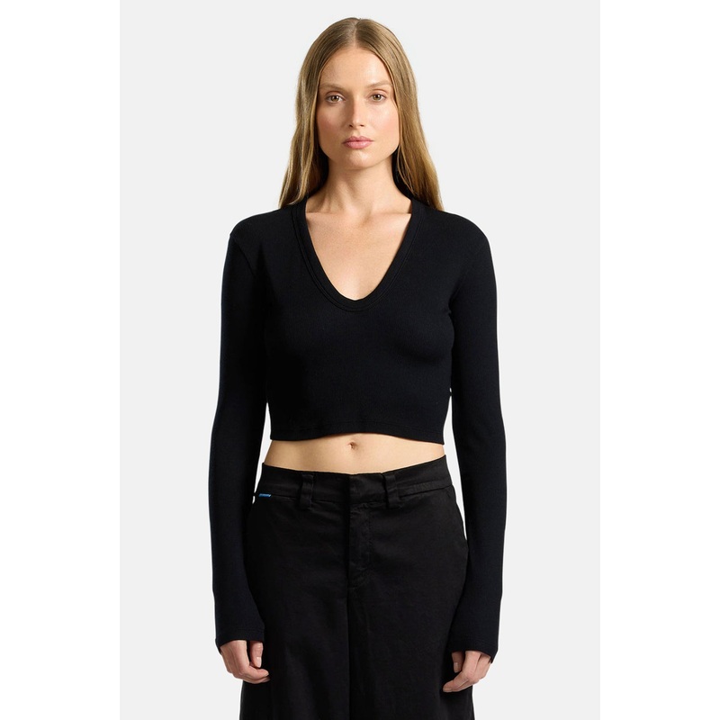 Verona Crop U-Neck Shirt Jet Black