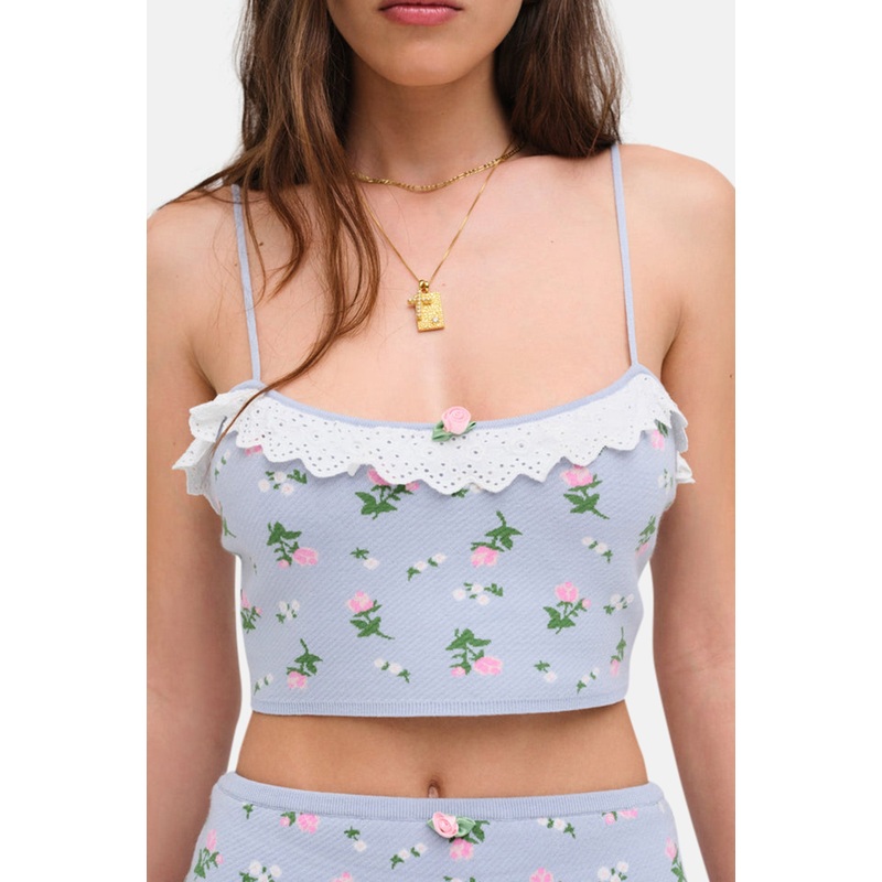 Amalia Knit Crop Top Blue|XXS|XS|S|M