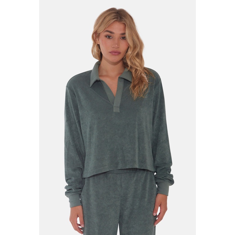 Charlie Cropped Terry Polo Green