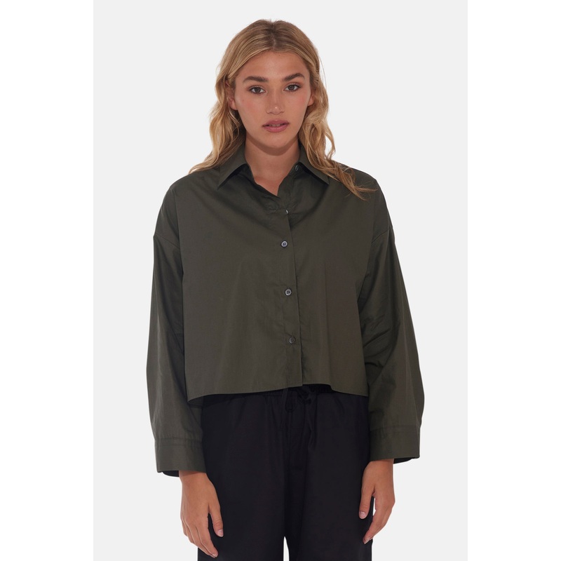 Gansett Poplin Crop Shirt Jungle Green