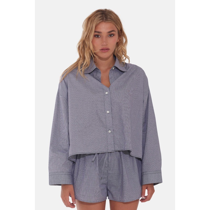 Gansett Poplin Crop Shirt Mini Black Gingham